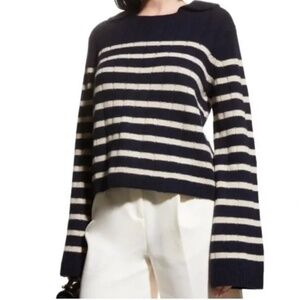Khaite Mateo Sweater in Navy & Buttercream